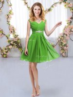 Mini Length Quinceanera Dama Dress V-neck Sleeveless Zipper