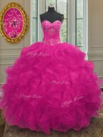 Graceful Floor Length Fuchsia Sweet 16 Quinceanera Dress Sweetheart Sleeveless Lace Up(SKU PSSW0111-8BIZ)
