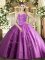 Sophisticated Lilac Ball Gowns Sweetheart Sleeveless Tulle Floor Length Lace Up Beading and Appliques Vestidos de Quinceanera