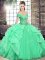 Sweet Apple Green Lace Up Vestidos de Quinceanera Beading and Ruffles Sleeveless Floor Length