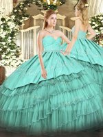 Sleeveless Zipper Floor Length Beading and Lace and Embroidery and Ruffled Layers Quinceanera Gowns