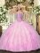 Fabulous Sweetheart Sleeveless Lace Up 15th Birthday Dress Rose Pink Tulle