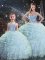 Floor Length Aqua Blue 15 Quinceanera Dress Sweetheart Sleeveless Lace Up