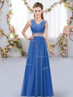 Best Selling Chiffon Sleeveless Floor Length Quinceanera Court Dresses and Beading and Belt(SKU BMT0426-1BIZ)