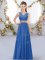 Best Selling Chiffon Sleeveless Floor Length Quinceanera Court Dresses and Beading and Belt