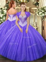 Lavender Sweetheart Neckline Beading Quinceanera Dress Sleeveless Lace Up