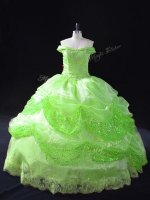 Cute Organza Off The Shoulder Sleeveless Lace Up Beading and Appliques and Pick Ups Quinceanera Gown in(SKU PSSW1119-4BIZ)