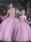 High Quality Floor Length Lilac Quince Ball Gowns Sweetheart Sleeveless Lace Up