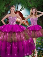 Multi-color Ball Gowns Beading and Ruffled Layers and Sequins Quinceanera Gowns Lace Up Organza Sleeveless Floor Length(SKU QDDTA82001-5BIZ)