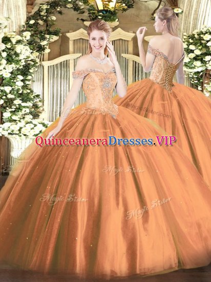 Floor Length Ball Gowns Sleeveless Rust Red Sweet 16 Dress Lace Up - Click Image to Close