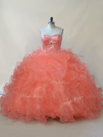 Fashion Orange Sweetheart Neckline Beading and Ruffles Sweet 16 Dresses Sleeveless Lace Up(SKU PSSW1131-2BIZ)