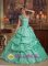 Abilene TX Apple Green One Shoulder Pick-ups Elegant Christmas Party Dress With Hand Flowers Taffeta