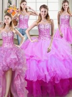 Four Piece Sequins Multi-color Sleeveless Organza Lace Up 15th Birthday Dress for Military Ball and Sweet 16 and Quinceanera(SKU PSSW0473MTDTA2-2BIZ)