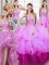 Four Piece Sequins Multi-color Sleeveless Organza Lace Up 15th Birthday Dress for Military Ball and Sweet 16 and Quinceanera