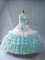 Blue And White Organza Lace Up Sweetheart Sleeveless Floor Length Sweet 16 Quinceanera Dress Embroidery and Ruffled Layers