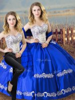 Comfortable Royal Blue Sleeveless Satin and Organza Lace Up Sweet 16 Dresses for Sweet 16 and Quinceanera(SKU XBQD160TZBIZ)