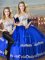 Comfortable Royal Blue Sleeveless Satin and Organza Lace Up Sweet 16 Dresses for Sweet 16 and Quinceanera