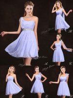 Super Lavender Quinceanera Dama Dress Prom and Party and Wedding Party with Ruffles and Sequins and Ruching and Bowknot and Hand Made Flower Sleeveless Zipper(SKU BMT0214-2BIZ)