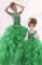 One Shoulder Beading and Ruffles 15 Quinceanera Dress Green Lace Up Sleeveless Floor Length