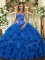 Chic Sleeveless Lace Up Floor Length Beading and Ruffles Sweet 16 Dress