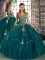 Sophisticated Peacock Green Lace Up Sweet 16 Quinceanera Dress Beading and Appliques Sleeveless Floor Length