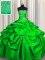 Charming Sleeveless Floor Length Appliques and Pick Ups Lace Up Ball Gown Prom Dress with Green