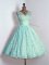 Lace Quinceanera Court of Honor Dress Aqua Blue Lace Up Sleeveless Mini Length