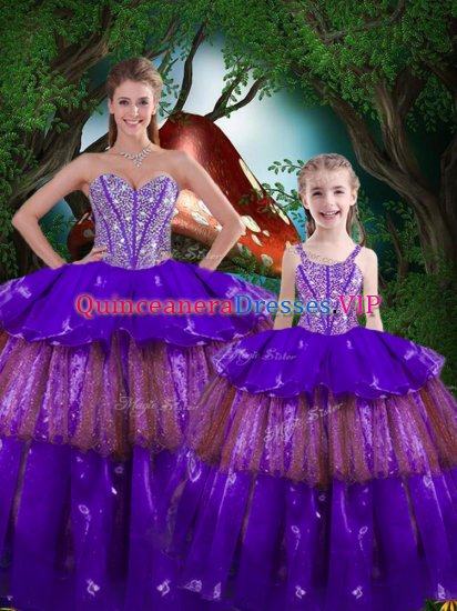 Floor Length Eggplant Purple Quinceanera Gown Sweetheart Sleeveless Lace Up - Click Image to Close