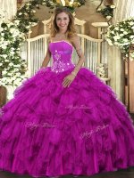 Organza Sleeveless Floor Length Quince Ball Gowns and Beading and Ruffles(SKU SJQDDT1493002-3BIZ)