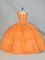 Lovely Organza Straps Sleeveless Lace Up Beading and Ruffled Layers and Ruching Vestidos de Quinceanera in Orange