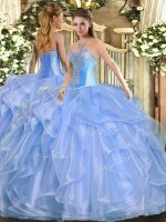 Pretty Beading and Ruffles Quinceanera Gowns Baby Blue Lace Up Sleeveless Floor Length(SKU SJQDDT1437002BIZ)