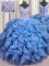 Sexy Ruffled V Neck Sleeveless Lace Up Floor Length Appliques and Ruffles Quinceanera Gown