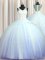 Flare See Through Zipper Up Light Blue Zipper V-neck Beading and Appliques Sweet 16 Quinceanera Dress Tulle Sleeveless Brush Train
