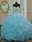 Fashionable Blue Lace Up Sweetheart Beading and Pick Ups Quince Ball Gowns Organza Sleeveless Sweep Train