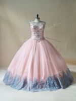 Inexpensive Sleeveless Lace Up Floor Length Beading and Appliques Sweet 16 Dresses