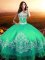 Adorable Turquoise Sleeveless Beading and Appliques Floor Length Quinceanera Gowns