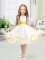Hot Selling Appliques and Belt Pageant Dresses White Zipper Sleeveless Knee Length