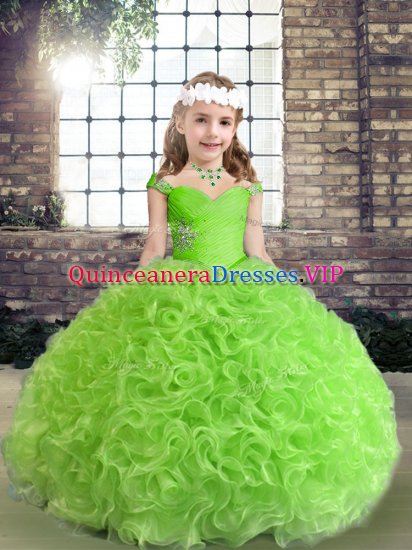Straps Lace Up Beading Girls Pageant Dresses Sleeveless - Click Image to Close