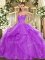 Lilac Sweetheart Neckline Beading and Ruffles Vestidos de Quinceanera Sleeveless Lace Up