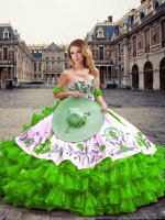 New Style Organza Sweetheart Sleeveless Lace Up Embroidery and Ruffled Layers Sweet 16 Dresses in Green(SKU ZTQD005-9BIZ)