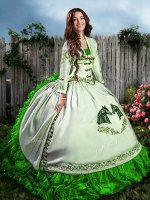 Organza Sweetheart Sleeveless Lace Up Embroidery and Ruffles Sweet 16 Quinceanera Dress in Green
