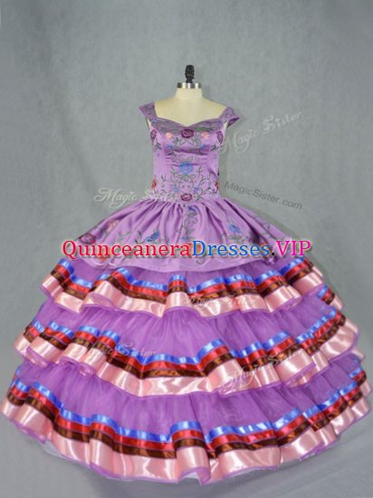 Charming Sleeveless Embroidery and Ruffled Layers Lace Up Quinceanera Dress - Click Image to Close
