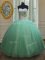 Extravagant Sleeveless Floor Length Beading Lace Up Quinceanera Dress with Apple Green