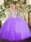 Pretty Floor Length Lavender Quinceanera Dresses Tulle Sleeveless Beading