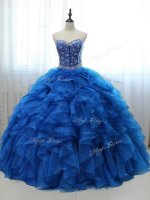 Custom Design Organza and Tulle Sleeveless Floor Length Vestidos de Quinceanera and Beading and Ruffles