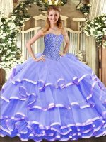 Lavender Lace Up Quinceanera Gown Beading and Ruffled Layers Sleeveless Floor Length(SKU SJQDDT1068002-1BIZ)