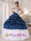 Rosemont Pennsylvania/PA White and Navy Blue Taffeta and Organza Embroidery Decorate Bust Ball Gown Floor-length Quinceanera Dress For