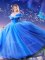 Best Cinderella Off the Shoulder Beading and Bowknot Quinceanera Dresses Royal Blue Lace Up Sleeveless Floor Length
