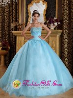 Portales New mexico /NM Aqua Blue For Beautiful Quinceanera Dress With Sweetheart Organza Beading ball gown.(SKU QDZY356-JBIZ)