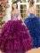 Fantastic Ruffled Sweetheart Sleeveless Lace Up Quinceanera Gown Burgundy Organza